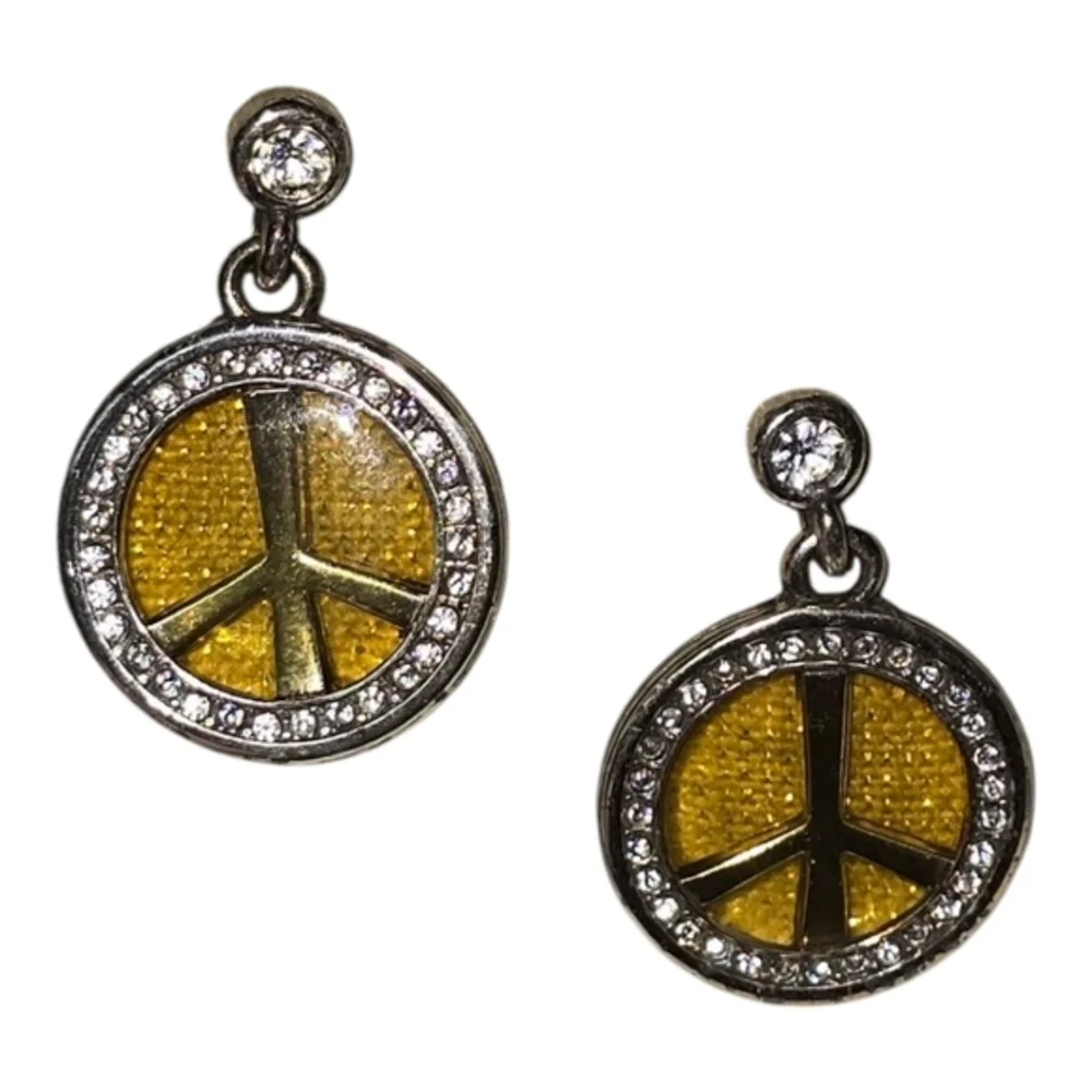 Brighton Yellow Swarovski Crystal‎ Peace Sign Earrings